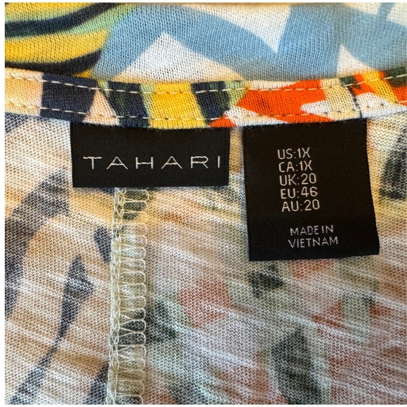 Tahari Palm Leaves 3/4 Sleeve V Neck Blouse  |  Size 1X  |  NWOT - Picture 4 of 6